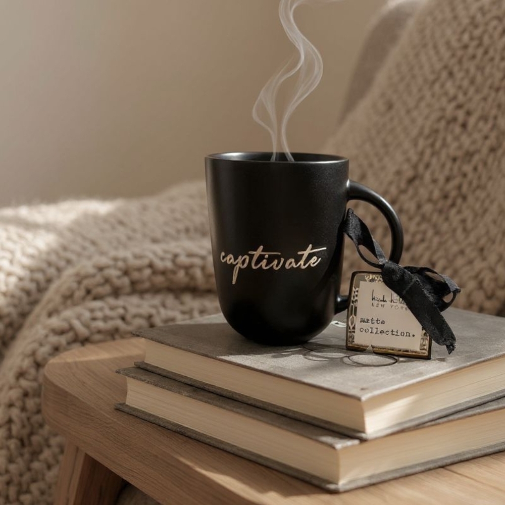 Nicole Miller Matte Collection “Captivate” Black Coffee Tea Mug
